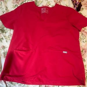 Figs Pop Red scrub top